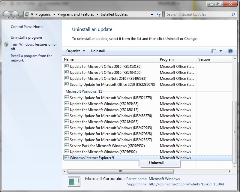 Windows 7 Patch Uninstall Folder