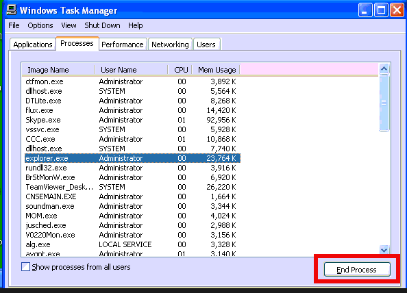 desktop windows manager end process