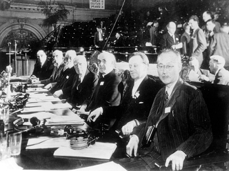, 1948. Six presidents and the honorary president of the WCC elected at the first assembly in Amsterdam in 1948.