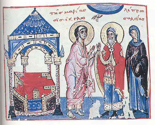 .  ,   .     XIII .,     . . Moses, Aaron and Miriam. Late 13th centuryVatopedi Monastery, Mt. Athos, Greece