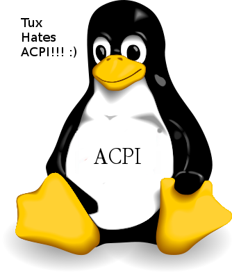 Linux TUX ACPI logo / Tux Hates ACPI logohttps://www.pc-freak.net/images/linux_tux_acpi_logo-tux-hates-acpi.png