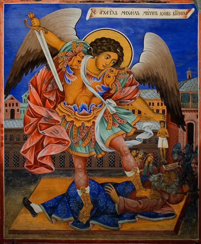 Archangel-Michael-collecting-soul-of-a-dead-man