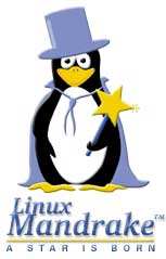 Mandrake Linux old distribution logo, magician penguin