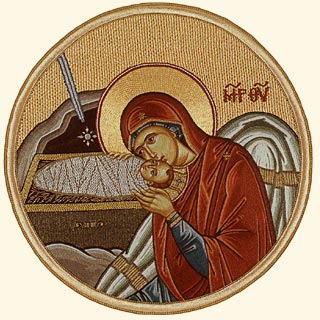 Nativity of the Lord Jesus Christ Mother mary bowing Christ orthdox icon