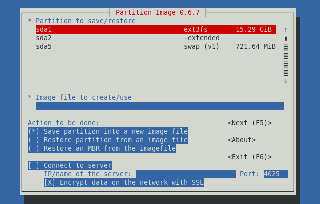 Partimage-linux-screenshot