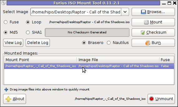 Screenshot ISO Mount Tool Debian GNU/Linux Screenshot