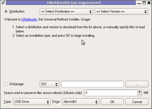UnetBootin static compiled binary 565 run on Debian using QT lib interface