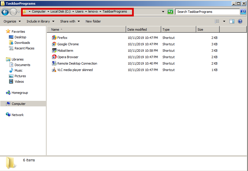 User-TaskBarPrograms-new-folder-to-contain-applications-that-willb-be-shown-onwindows-7-pane