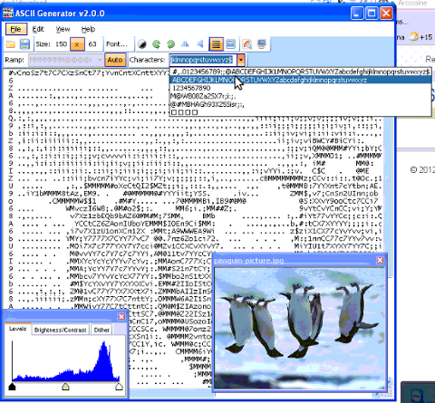 ASC2Gen backhead penguins ascii picture screenshot