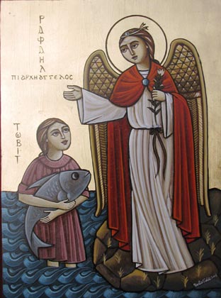 Coptic Oriental Orthodox Icon Tobias old testamential Book story
