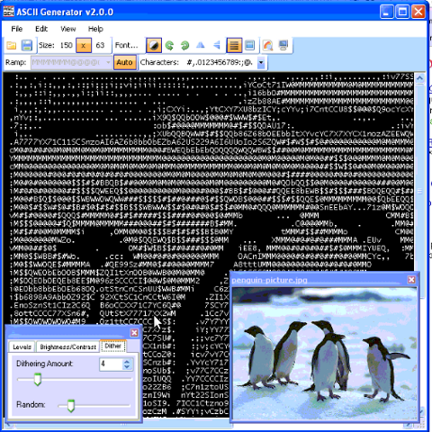 Dithering Windows image to ascii text generated picture ASCII