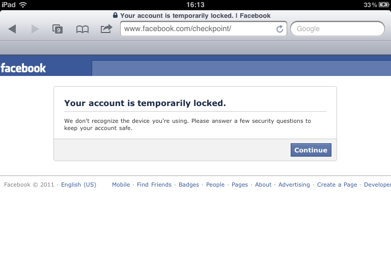 Facebook privacy breach again facebook your account is temporary locked