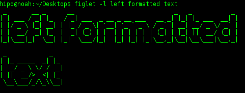 figlet ascii art banner left formatted text debian gnu linux