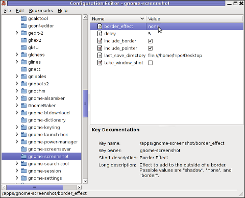 gconf-editor GNOME screenshot border effect none default gnome-screenshot gnome behaviour