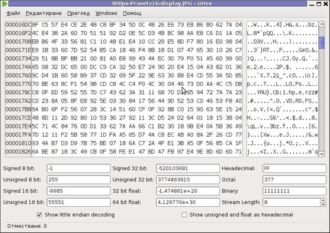 GHex2 GNOME hex binary editor screenshot