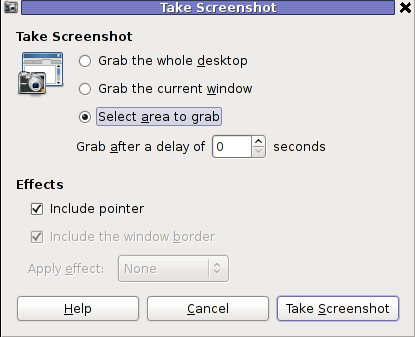 GNOME screenshot interactive screenshot select area grab shot