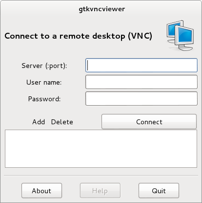 gtkvncviewer Debian GNU Linux Wheezy screenshot Linux VNC simple client