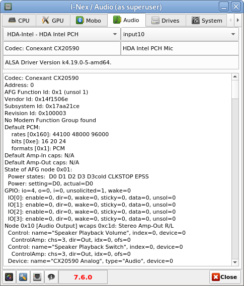 i-nex-audio-info-linux-hardware-info-program