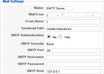 Mail Settings dialog Joomla, Solve Could not instantiate mail function