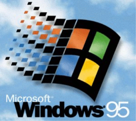 Microsoft Windows 95 4 colors flag and blue sky