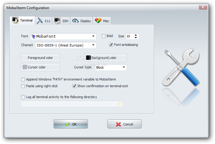 mobaxterm terminal configuration settings screenshot