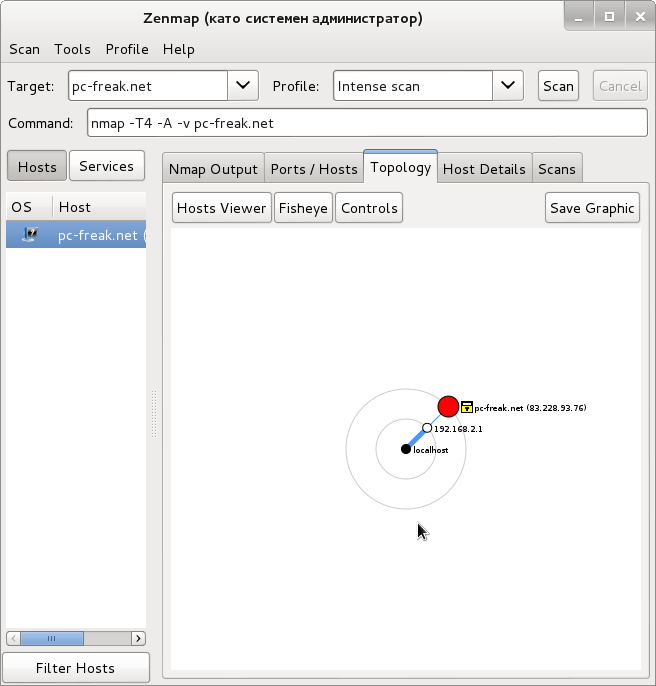 network scanner remote host Linux Windows toplogy guess ZenMap screenshot