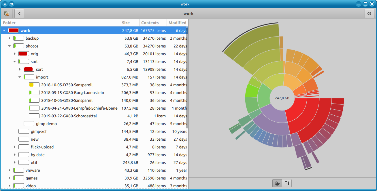 qdirstat-on-gnu-linur checking what is the disk space bottleneck qdirstat KDE