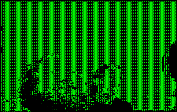 Richard M. Stallman (RMS) Face portrait rendered in ASCII art from a video with hasciicam