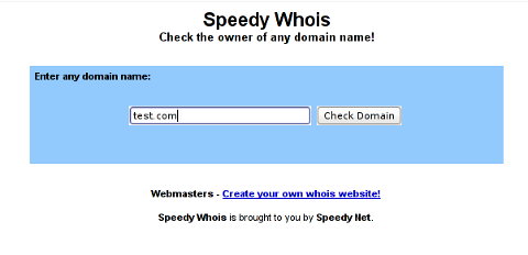 Running your own personal WHOIS service speedy whois in browser screenshot
