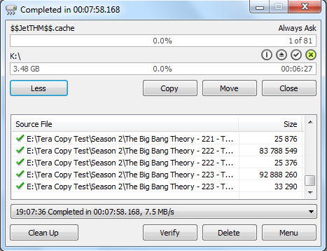 teracopy with more information on copying files screenshot MS Windows