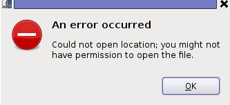 Totem VCD error occured, could not open location you might not have permissions to open the file