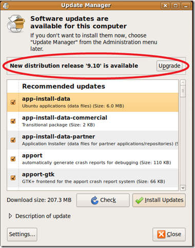 update manager ubuntu 9.10