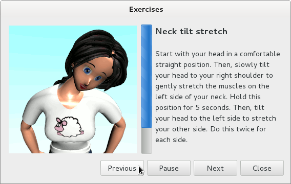 workrave prevent repetitive strain injury neck exercises screenshot gnu / linux and windows