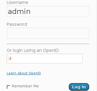 wp admin login with OpenID screenshot