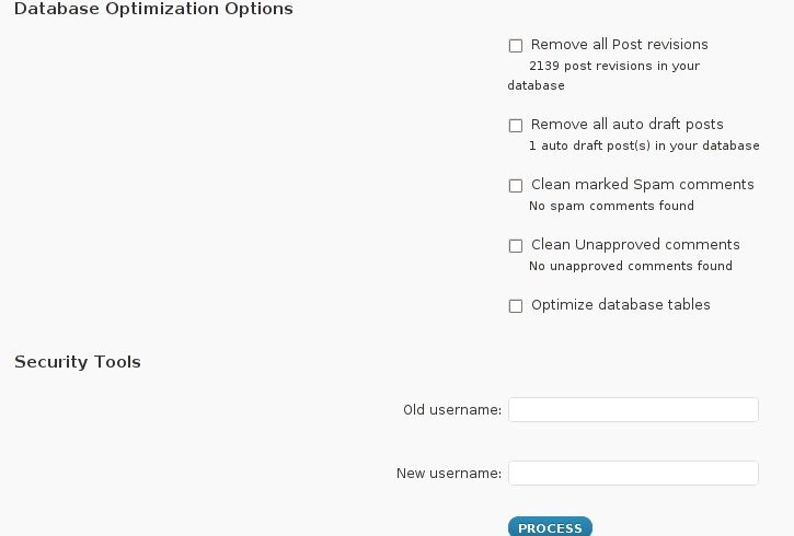 wp optimize plugin database optimization options screen
