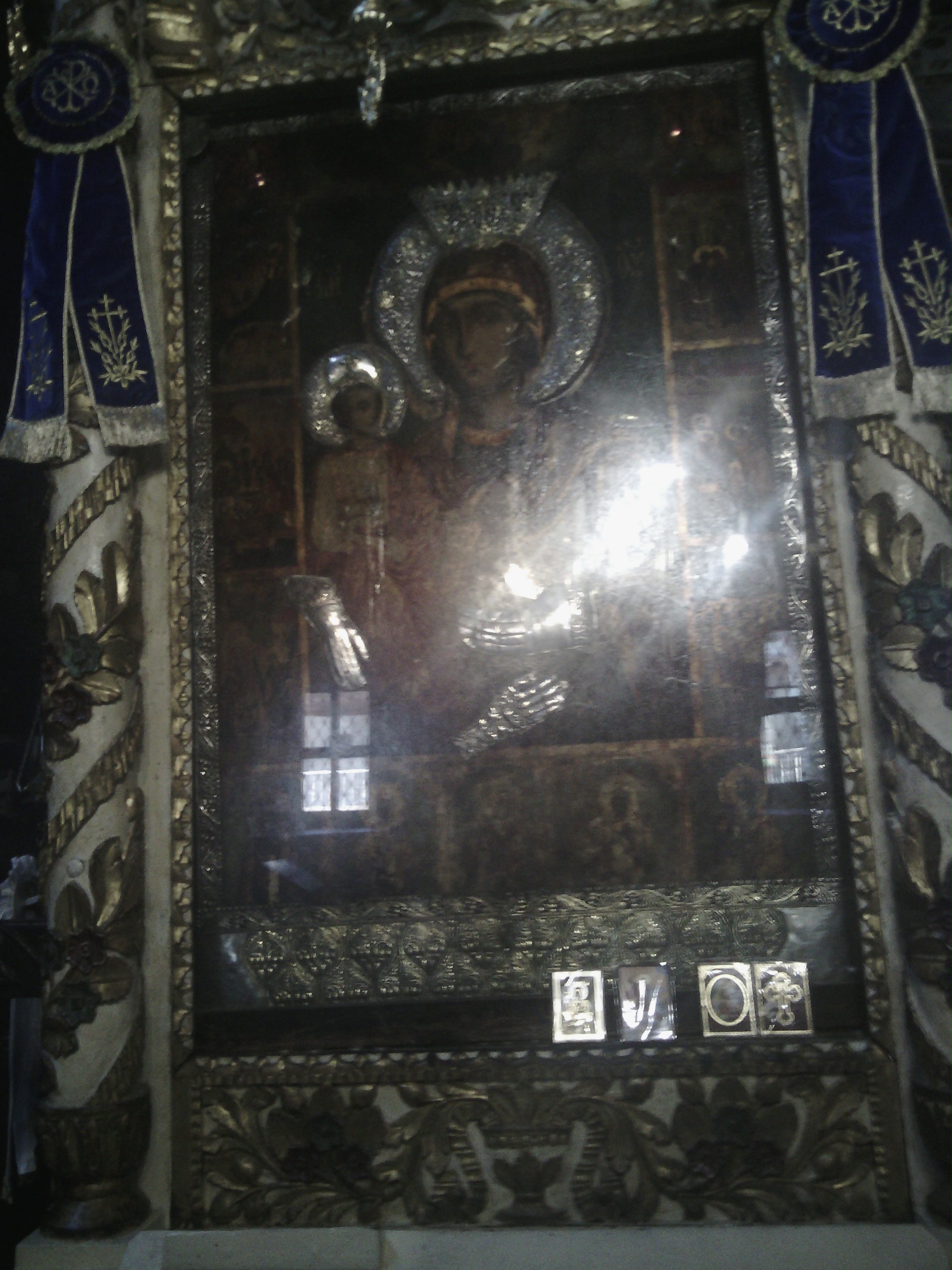 Miracle making icon in Troyan Monastery Holy Virgin (Theotokos) Troeruchica - Tree Handed 